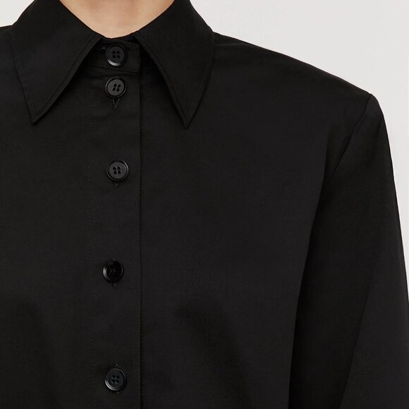 Scanlan Theodore Black Sateen Shirt Dress "The Prada of Australia" BNWT US 4 - Picture 3 of 5